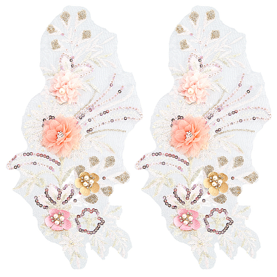 Аппликации из полиэфирного кружева с вышивкой, цветок, швейные принадлежности, с блесток