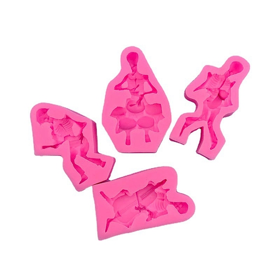 DIY Silicone Molds, Resin Casting Molds, for UV Resin, Epoxy Resin Craft Making, Halloween Skull with Musical Instrument