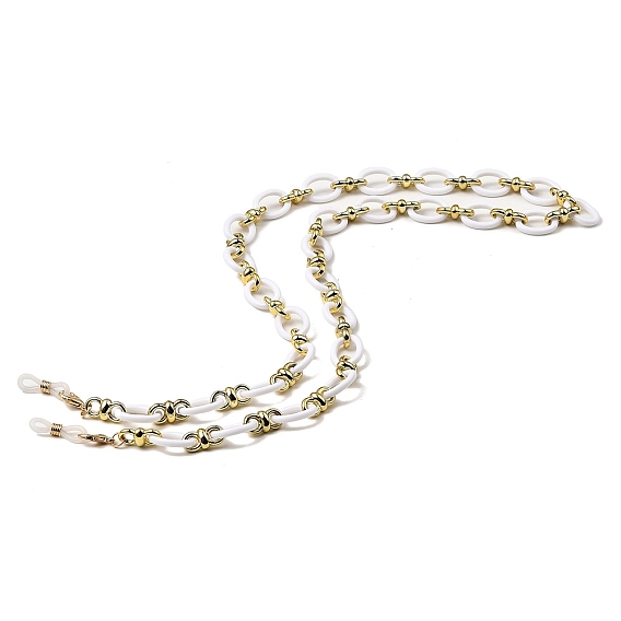 Eyeglasses Chains, Acrylic Oval Link Chains Neck Strap Mask Lanyard, with 201 Stainless Steel Lobster Claw Clasps and Rubber Loop Ends