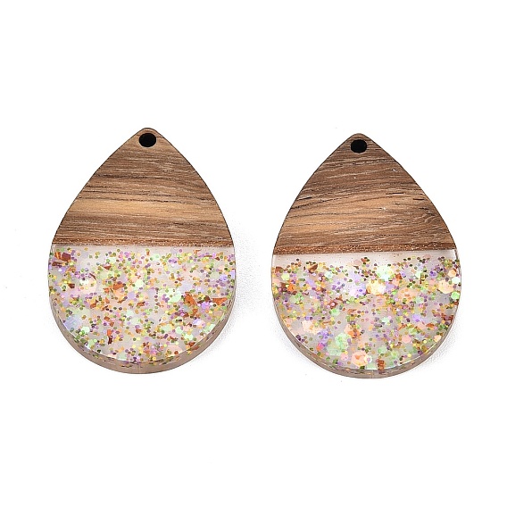 Подвески из эпоксидной смолы и орехового дерева, с сухих цветов, слеза