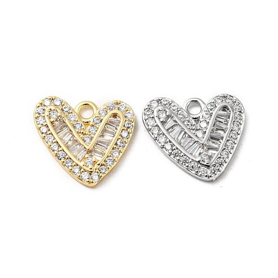 Латунные микро проложить кубического циркония подвески, без кадмия, без никеля и без свинца, сердце