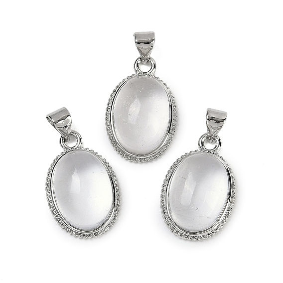 Природного кварца хрустальных подвесок, с латунной фурнитурой , стойки покрытие, овальные