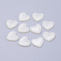 Acrylic Pearl Cabochons, Dyed, Heart, 13.5x14x2mm