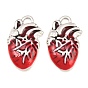 Tibetan Style Alloy with Red Enamel Pendants, Heart Charms