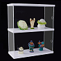 2-Tier Transparent Acrylic Minifigures Display Case, for Models, Building Blocks, Doll Display Holder