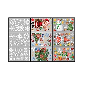 Christmas Themed Waterproof PVC Window Static Stickers, Static Wall Cling Decals, for DIY Bedroom, Indoor Decorations