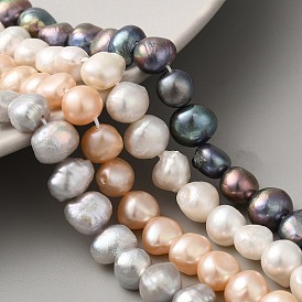 Natural Cultured Freshwater Pearl Beads Strands, Two Sides Polished