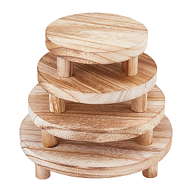 4 pièces 4 tailles présentoirs en bois, ronde