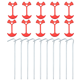 SUPERFINDING 15Pcs Aluminum Alloy Fishbone Tent Stakes Pegs and 10Pcs Iron Camping Tent Pegs