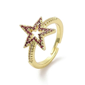 Brass Pave Cubic Zirconia Adjustable Rings, Star