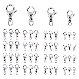 80Pcs 4 Style 304 Stainless Steel Lobster Claw Clasps, With Jump Ring