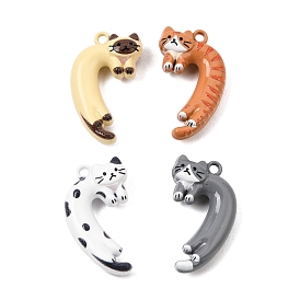 Spray Painted Alloy Pendants, Cat Shape Charms