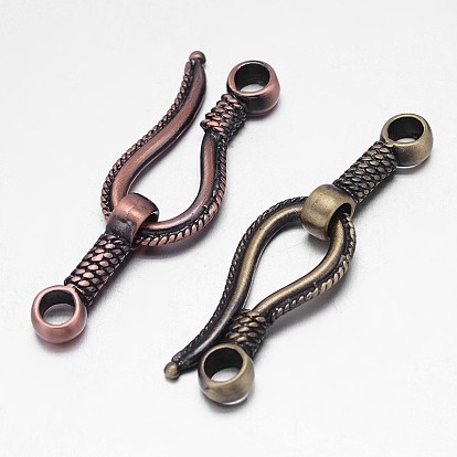 Rack Plating Brass Hook and S-Hook Clasps, Nickel Free, 45x14x4mm, Hole: 3.5mm