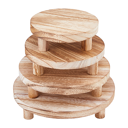 4 pièces 4 tailles présentoirs en bois, ronde
