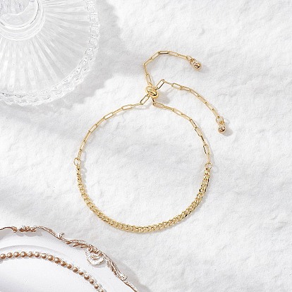 Регулируемые браслеты из латуни, женские браслеты-цепочки с панцирным плетением и скрепками, с пластиковым круглым брелоком ccb