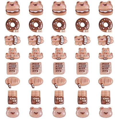 40Pcs Animal Bear Slime Resin Charms Doughnuts Bread Snack Resin Charm Opaque Flatback Embellishment Resin Charm for DIY Phonecase Decor Scrapbooking Crafts Jewelry Making Supplies
