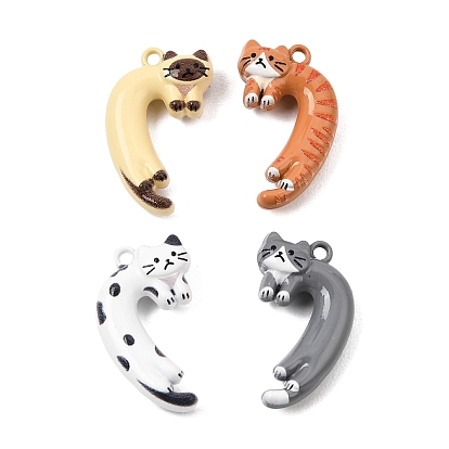 Spray Painted Alloy Pendants, Cat Shape Charms