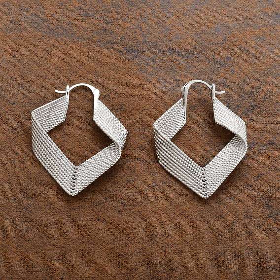 Текстурированные серьги-кольца из латуни с завитками и ромбами для женщин