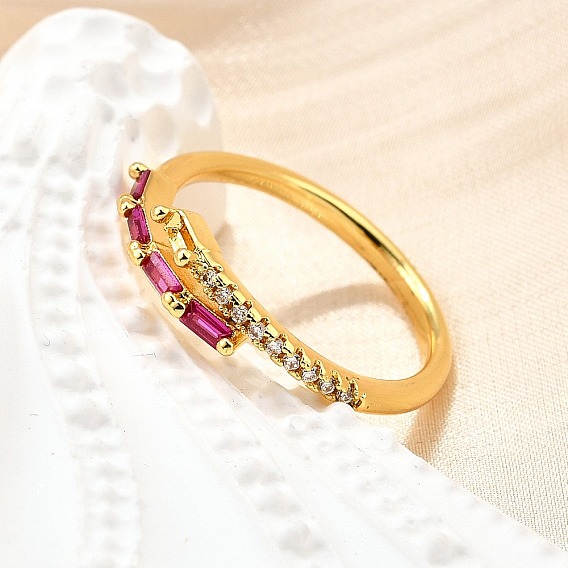 Манжеты из латуни с микро паве кубический цирконий для женщин, без кадмия, без никеля и без свинца, прямоугольные