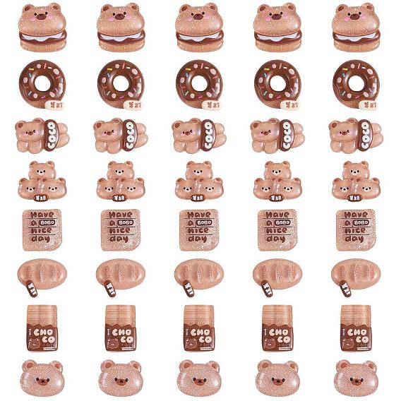 40Pcs Animal Bear Slime Resin Charms Doughnuts Bread Snack Resin Charm Opaque Flatback Embellishment Resin Charm for DIY Phonecase Decor Scrapbooking Crafts Jewelry Making Supplies