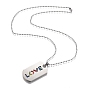 Rainbow Alloy Pride Double Pendant Necklaces, with 304 Stainless Steel Ball Chains and Epoxy, Oval with Word Love, Colorful