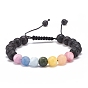 Natural Mixed Stone Round Braided Bead Bracelet for Women