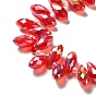 Electroplate Glass Faceted Teardrop Beads Strands, Top Drilled Beads, AB Color Plated