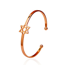 Six-pointed star rose gold open bracelet with versatile temperament.
