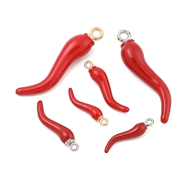 Rack Plating Alloy Enamel Pendants, Horn of Plenty/Italian Horn Cornicello Charms