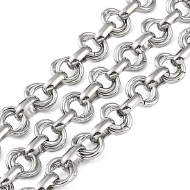 304 Stainless Steel Link Chain, Unwelded, with Spool, Stainless Steel Color