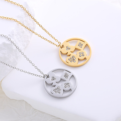 Кольцо из нержавеющей стали с кристаллами и стразами, с подвеской в виде игральной карты, ожерелье для женщин и девочек