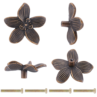 Ручки для ящиков из сплава, ручки шкафов, аксессуары для дверных ручек, с винтом, античная бронза