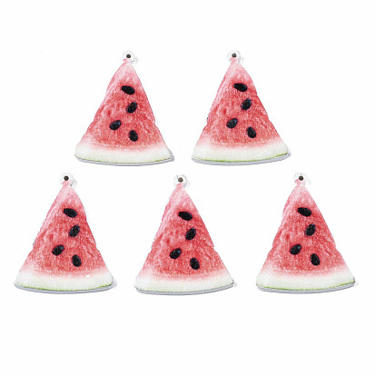 Spray Painted Wooden Pendants, Printed, Watermelon