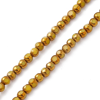 Electroplate Glass Beads Strands, Half Rainbow Plated, Faceted Round