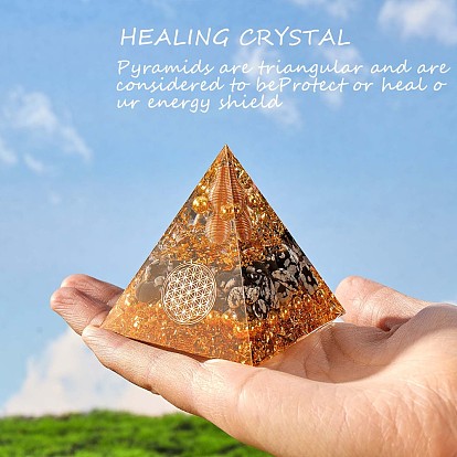 Black Stone Crystal Pyramid Decorations, Healing Angel Crystal Pyramid Stone Pyramid, for Healing Meditation