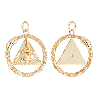 Brass Pendants, Long-Lasting Plated, Flat Round with Evil Eye