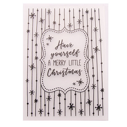 Transparent Plastic Embossing Template Folders, For DIY Scrapbooking/Photo Album Decorative/Embossed Paper, Stamp Sheets, Black, Word Have Yourself a Merry Little Christmas