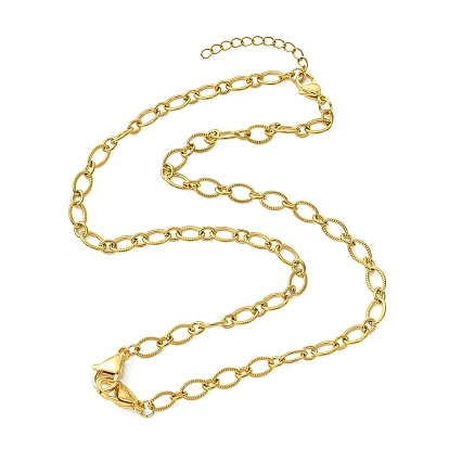 304 Изготовление колье из овальных звеньев с текстурированной поверхностью из нержавеющей стали, с 304 из нержавеющей стали Lobster Claw застежками