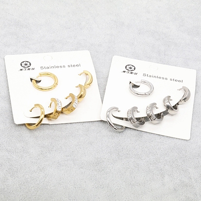 3 пара 3 стильные толстые серьги-кольца из нержавеющей стали для женщин