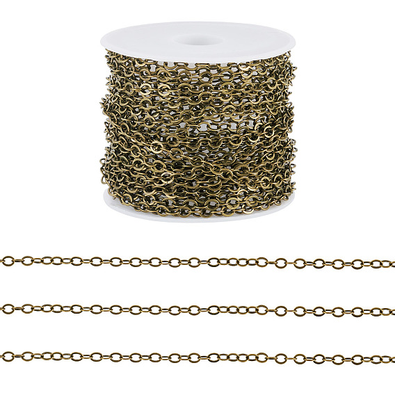 5m латунные плоские овальные кабельные цепи, несварные, с катушкой