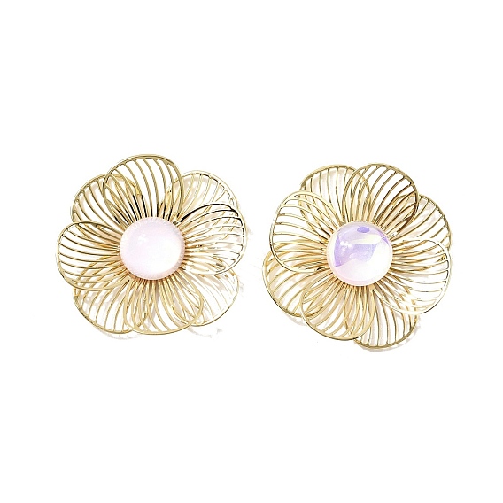 Латунный кабошон, со стеклом, долговечный, без никеля , реальный 18 k позолоченный, цветок