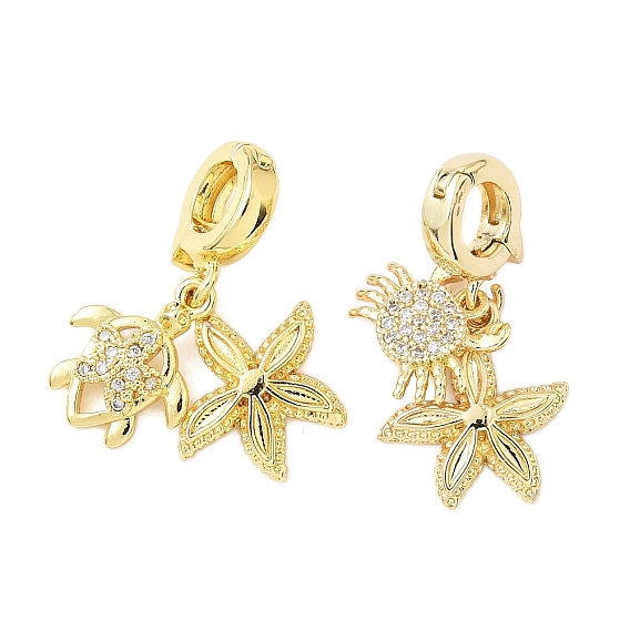 Латунные микропаве прозрачные кубические цирконии на застежках, морская звезда