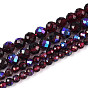 Нити из натуральных гранатовых бусин с покрытием цвета AB, граненый стол ограненный круглый