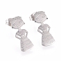 304 Stainless Steel Stud Earrings, with Earring Backs, Woaman