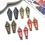 Halloween Alloy Enamel Pendants, Coffin with Cross