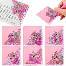 DIY Owl Bookmark Diamond Painting Kit, Including Resin Rhinestones Bag, Diamond Sticky Pen, PU Leather, Tray Plate and Glue Clay