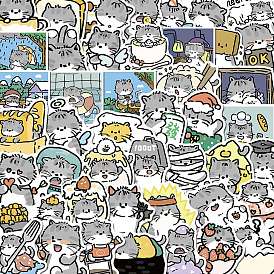 60Pcs PVC Self Adhesive Cat Cartoon Stickers, Waterproof Pet Decals for Laptop, Bottle, Luggage Decor