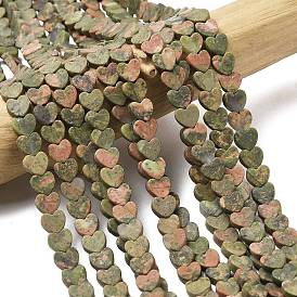 Природные Unakite бисер нитей, матовые, сердце