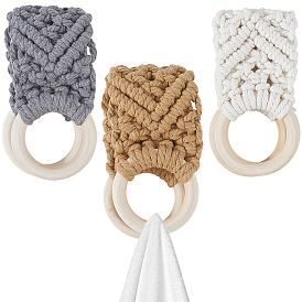 3 шт 3 цвета ручной работы макраме хлопок подвесной держатель для полотенец, вешалка для кухонного полотенца с деревянным кольцом