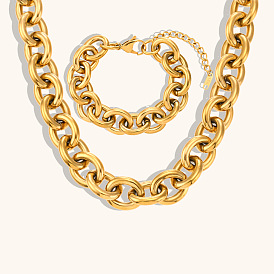 Hip Hop Style Gold Plated Stainless Steel Chunky Chain Bracelet for Women